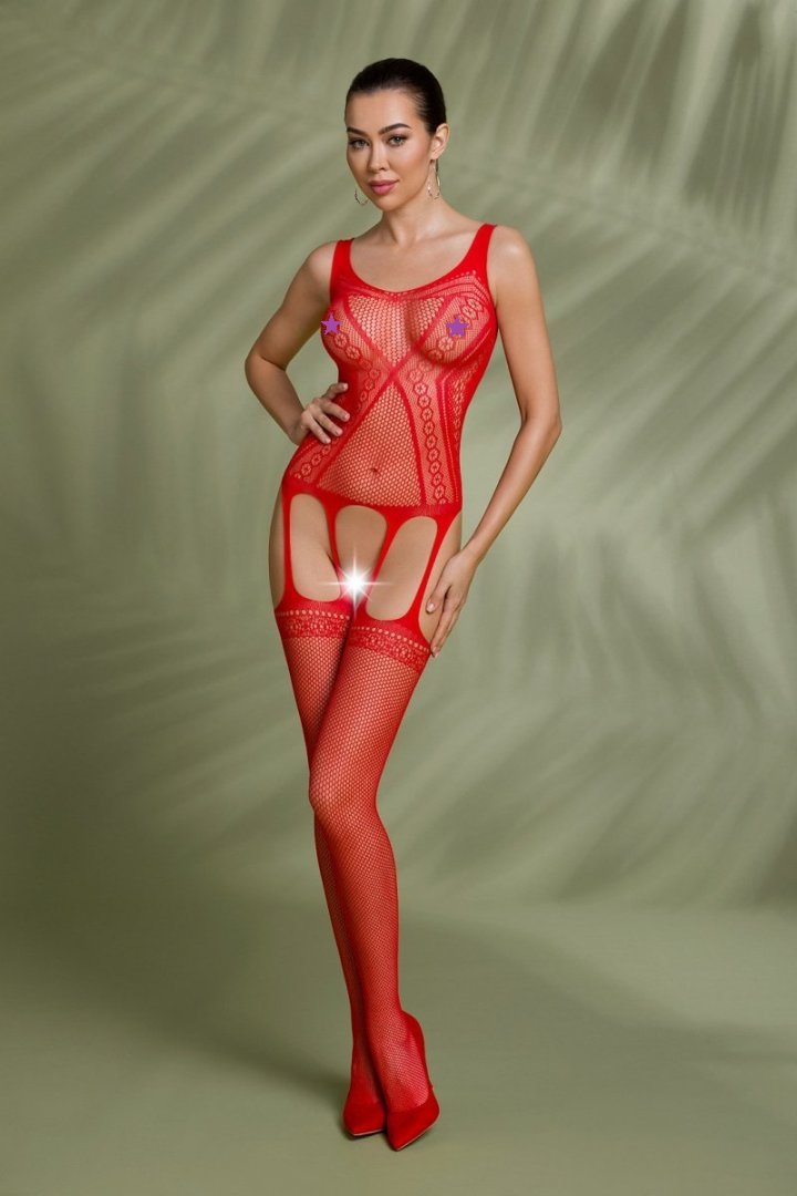 Sexy bodystocking that perfectly fits the figure, emphasizin... Passion - Eco Bodystocking BS007 - Red photo-3