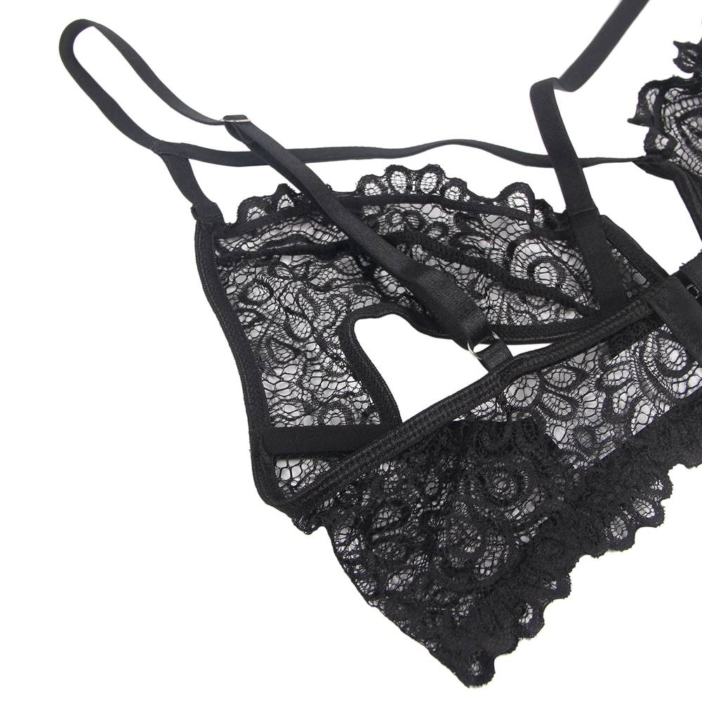 Exquisite Lace Appeal Deep V Mini Temptation Sexy Bra Set
M... Ohyeah - Crotchless Temptation Set - Black - M photo-8
