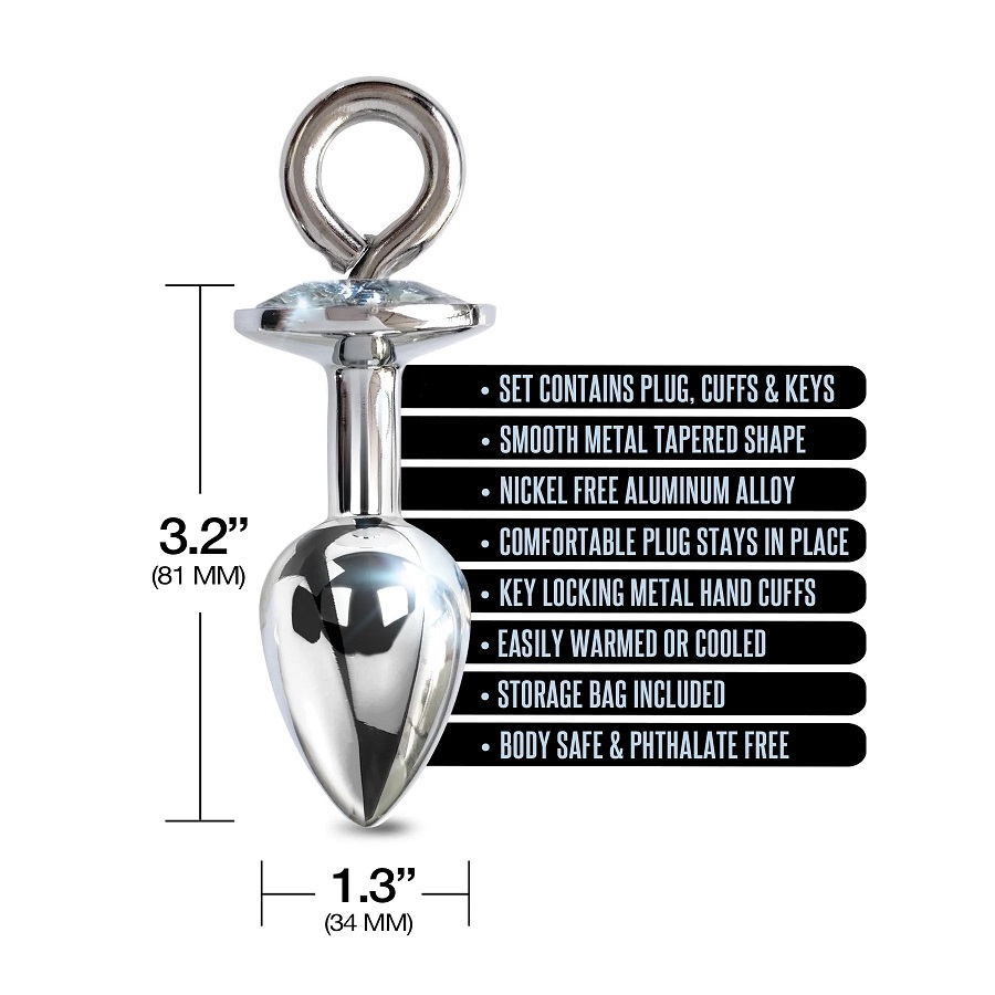 Anal play and bondage all in one! Metal cuffs chained to a d... Nixie - Metal Plug w Cuffs - Silver photo-4