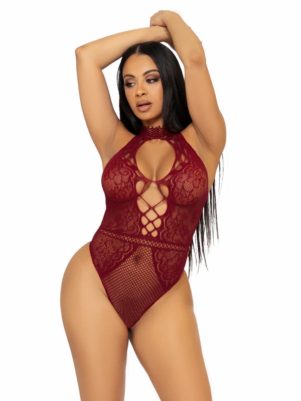 Make your night unforgettable in this hot lingerie bodysuit ... Leg Avenue - Bring The Heat Bodysuit - Burgundy photo-4