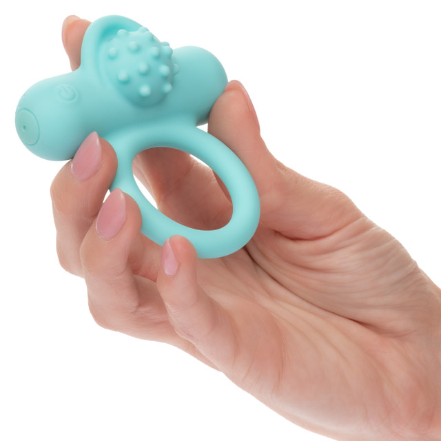 The Silicone Rechargeable Nubby Lover's Delight mixes 12 int... CEN - Nubby Lovers Vibro Ring - Blue photo-2