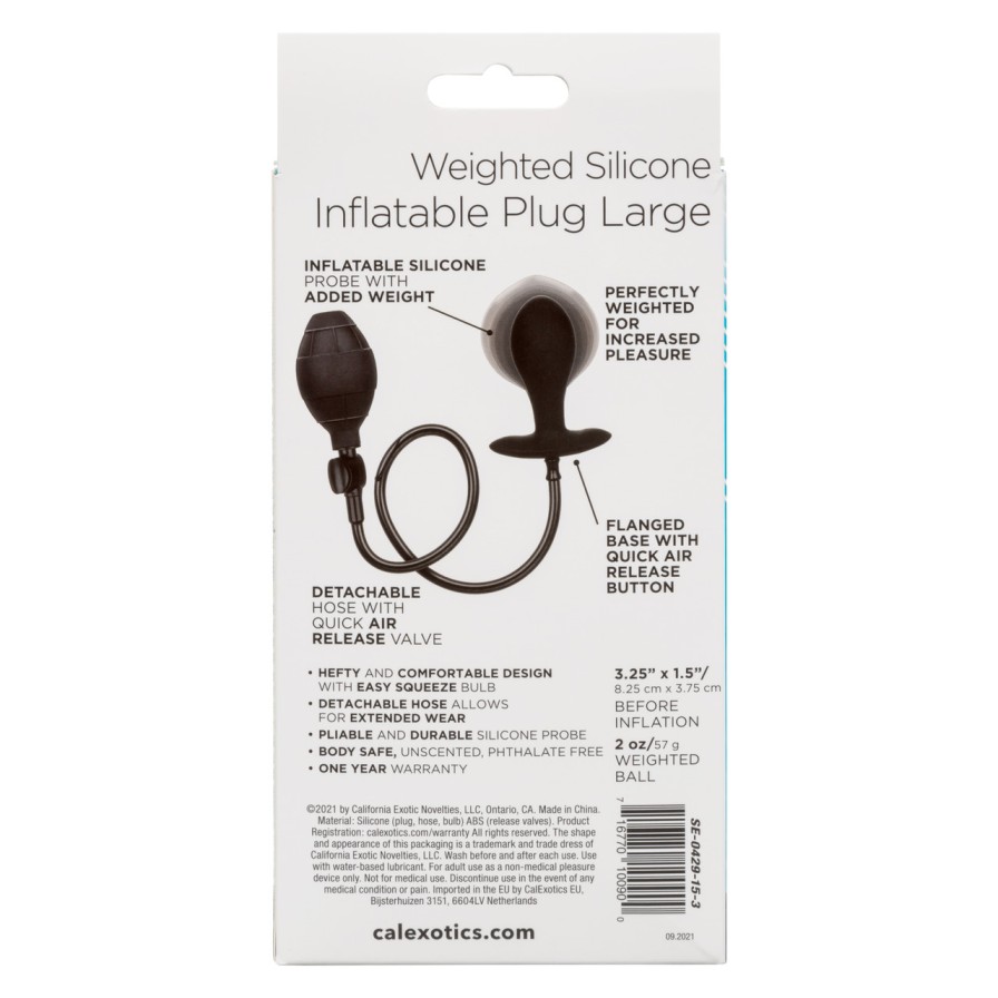 The CalExotics Large Weighted Silicone Inflatable Plug is a ... CEN - Weighted Inflatable Plug L - Black photo-13