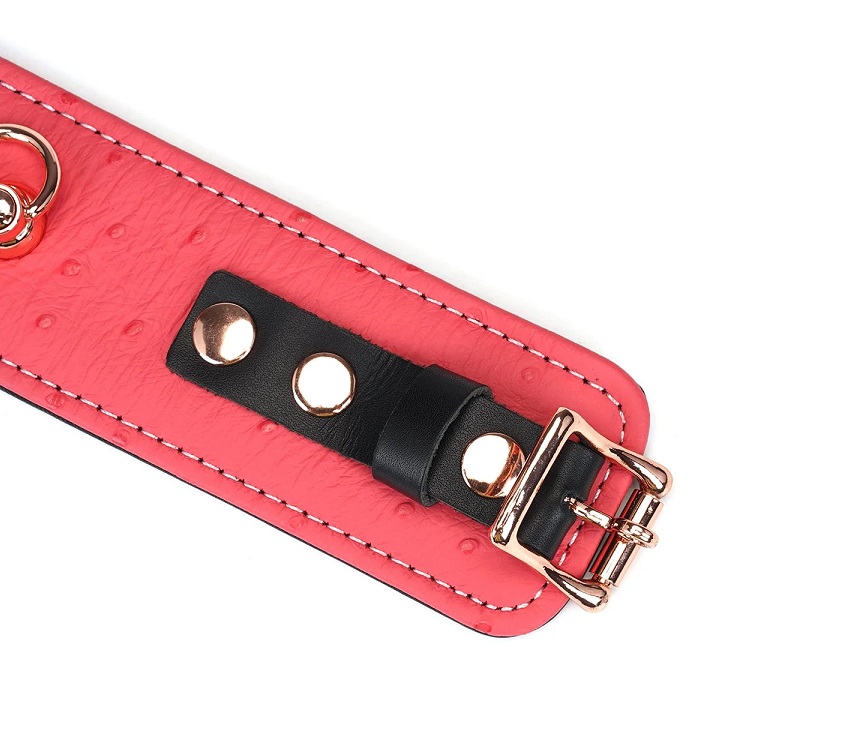 Restraint your partner with these luxurious ostrich skin pat... Liebe Seele - Angel Kiss Hand Cuffs - Pink photo-3