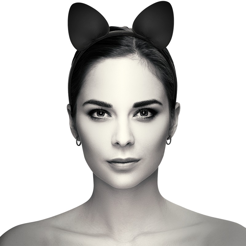 Original headband with cat ears made of vegan leather. An or... Coquette - Headband w Cat Ears - Black photo-2