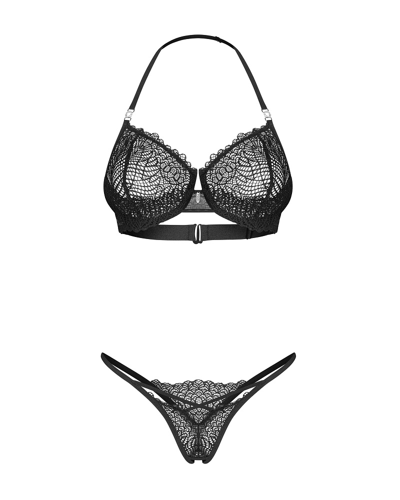 Discover the art of subtle temptation with the Iliosa set. T... Obsessive - Iliosa Crotchless Set - Black - S/M photo-3