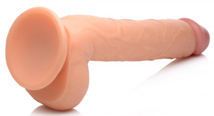 Enjoy this extra long dong! It’s firm and flexible shaft can... Master Cock - Long Logan 10" Dildo w Balls - Flesh photo-8