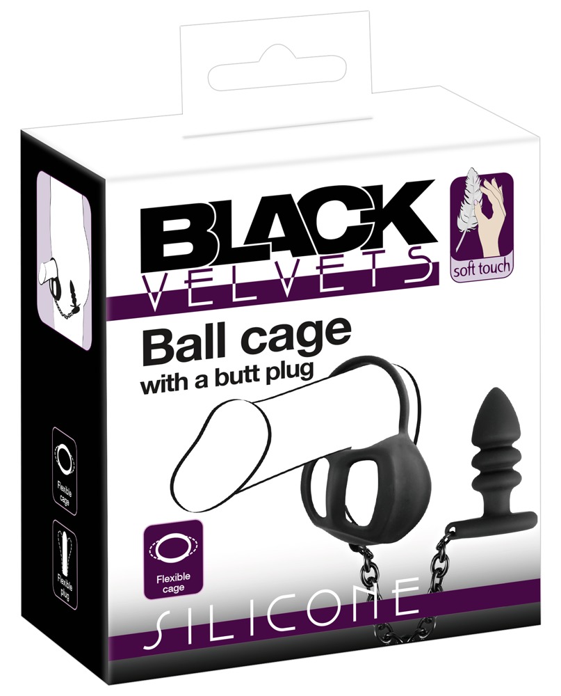 Exciting equipment for penis, balls, anus and perineum!
The ... Black Velvets - Ball Cage w Butt Plug photo-9