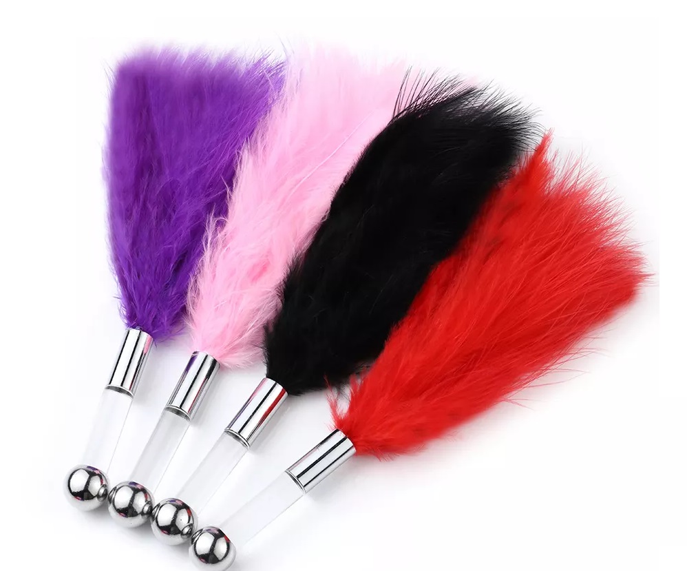 Luxury BDSM tickler is designed with soft feather and acryli... MT - Feather Tickler - Pink/Silver photo-4