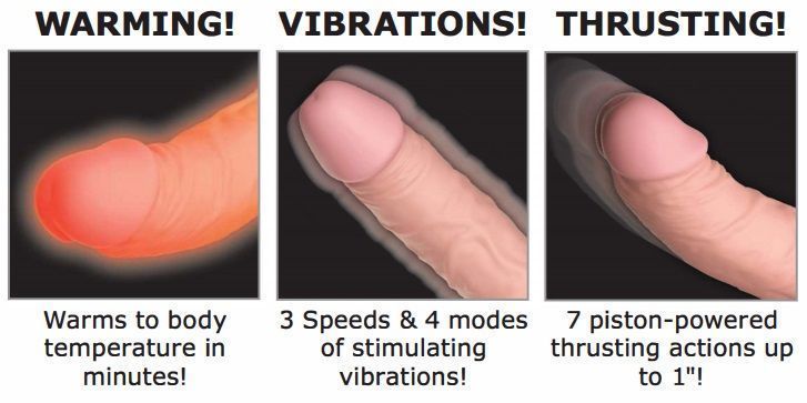 Feel The Difference! The King Cock Plus Thrusting Cock With ... King Cock - Triple Threat Thrusting Cock 6.5" - Flesh photo-9