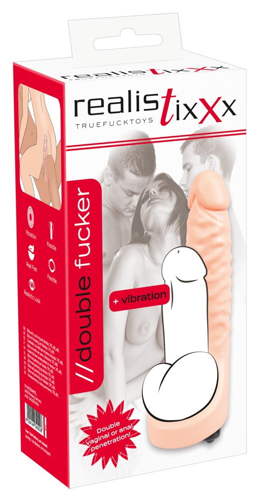 All in one: cock and ball ring with a natural dildo – the Do... Realistixxx - Vibro Double Penetrator - Flesh photo-14