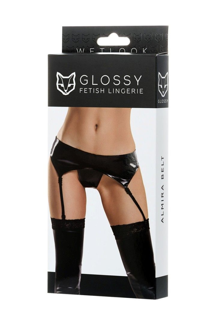 A belt for stockings and panties
SIZE: M
MATERIAL: Polyeste... Glossy - Almira Wetlook Garter Belt - Black - M photo-4