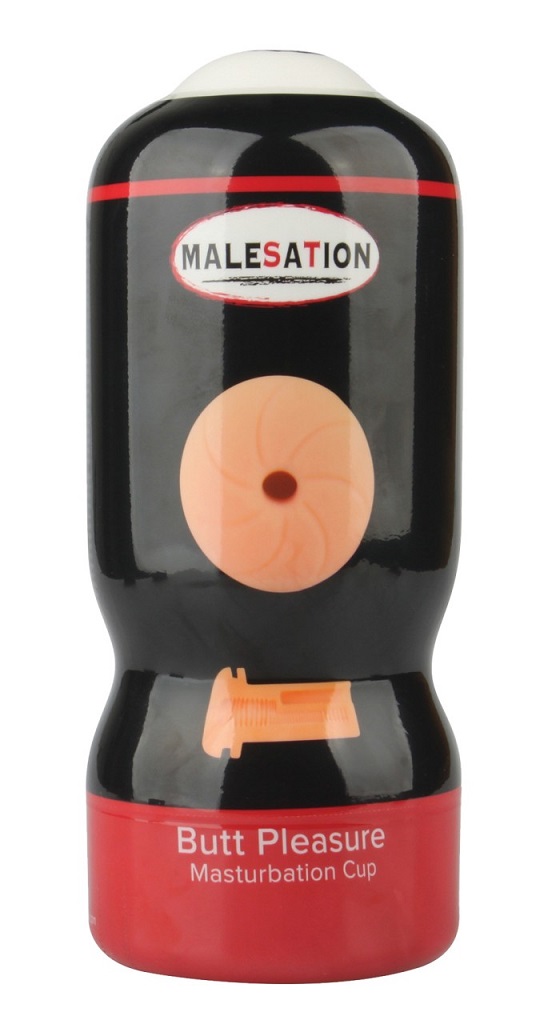 Easy-to-use masturbator in a modern design: its handy outer ... Malesation - Butt Pleasure Cup Masturbator - Black photo-4