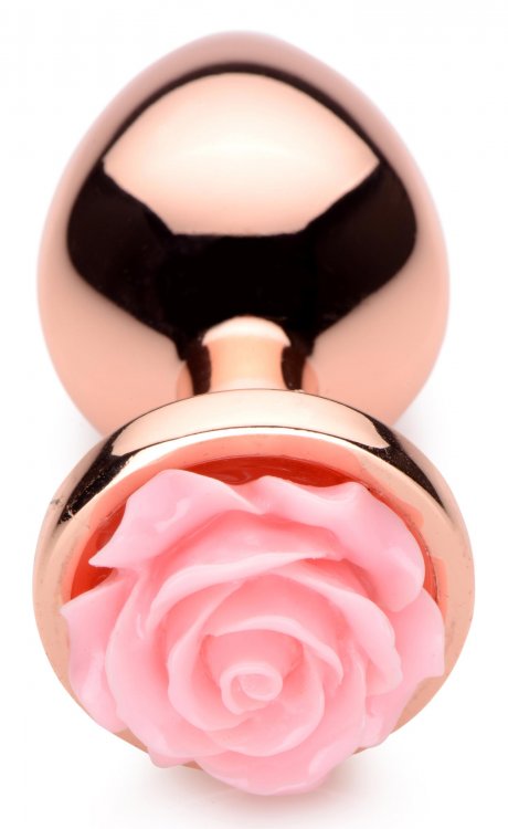 Enjoy this gorgeous rose-gold anal plug topped with a delica... Booty Sparks - Gold Anal Plug M - Pink photo-4