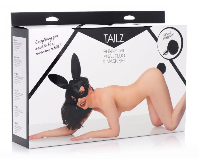 Black rabbit, back alley... keep your owner or plaything on ... Tailz - Bunny Tail Anal Plug & Mask Set - Black photo-4