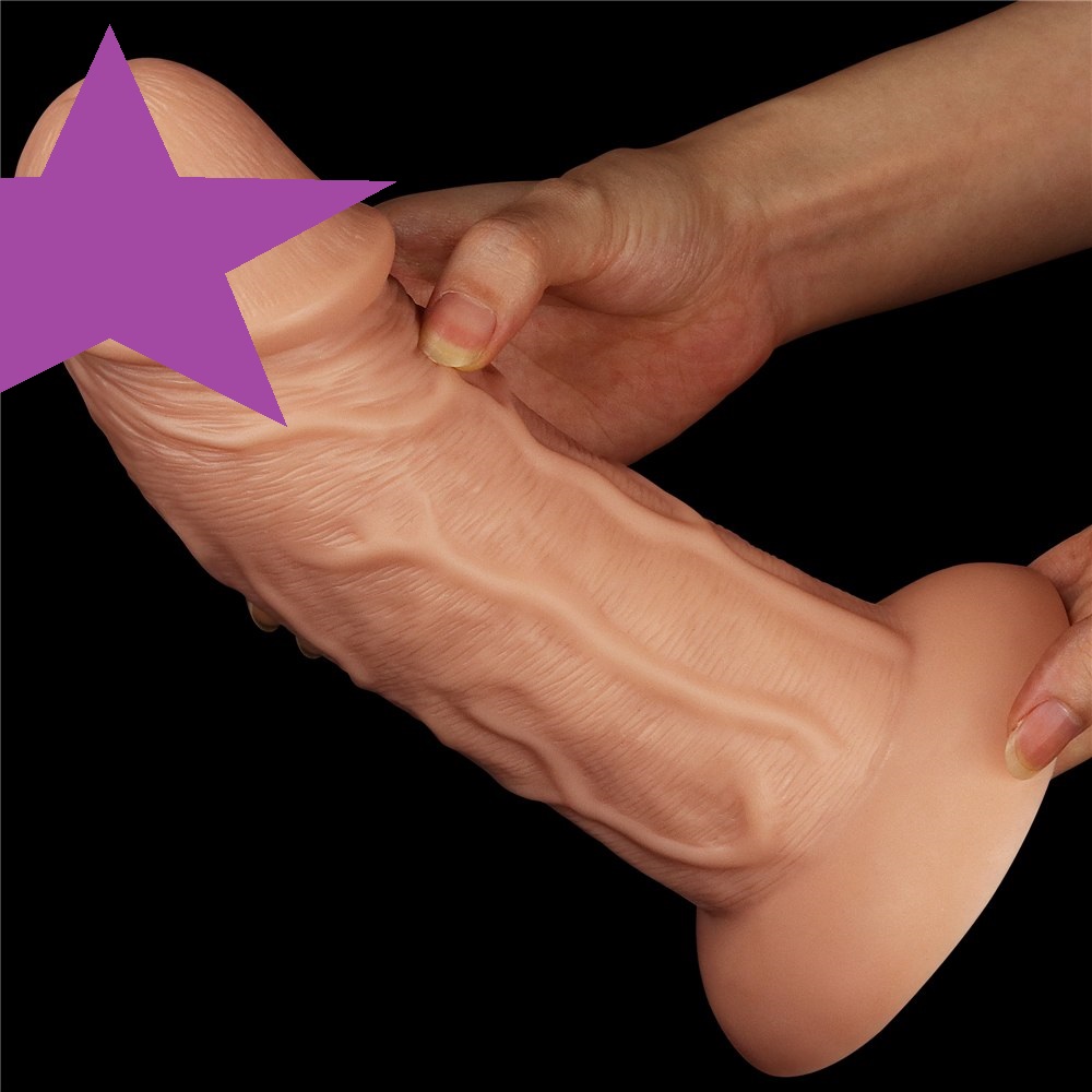Explore every inch of legendary king-sized realistic dildo f... Lovetoy - 9.5" Realistic Curved Dildo - Flesh photo-2