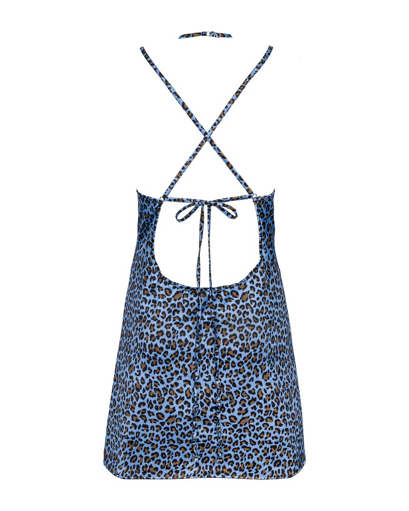 Wrap your body with delicacy, while allowing yourself a litt... Obsessive - Nadines Chemise & Thong - Blue - L/XL photo-8