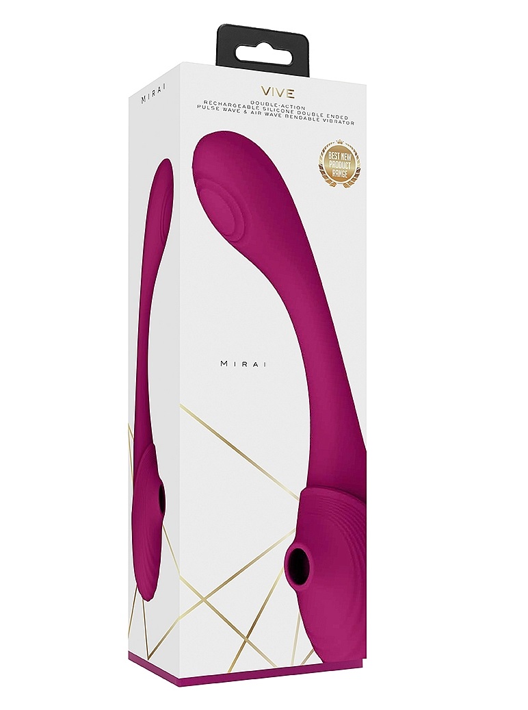 The VIVE Mirai double-ended pulse wave and air wave bendable... Vive - Mirai Double Ended Bendable Vibrator - Pink photo-11