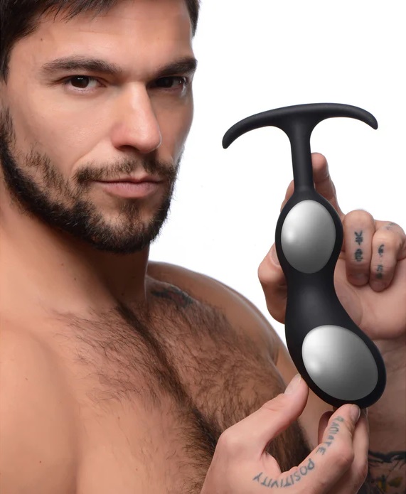 Take a Heavy Hit to your backdoor - this curved comfort plug... Heavy Hitters - Weighted Prostate Plug XL - Black photo-2