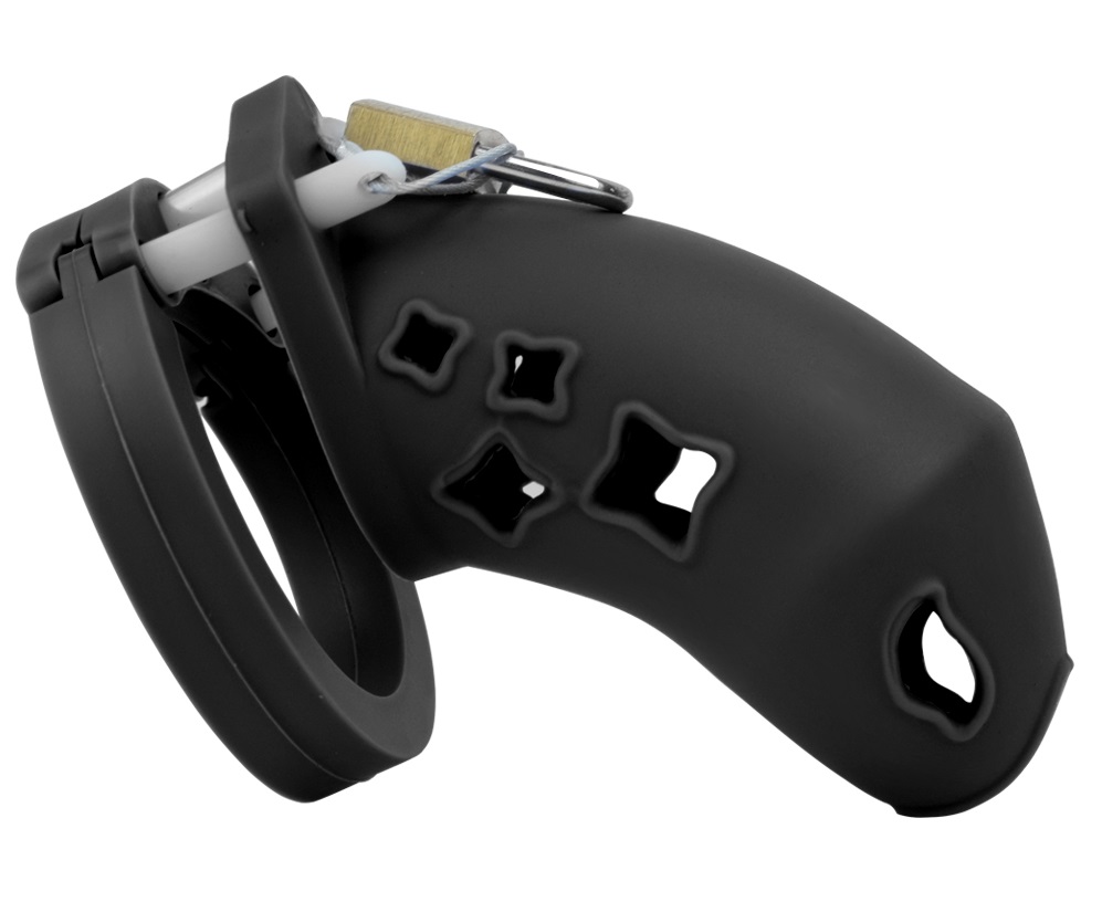 Cage high: 70mm &nb... FAAK - Silicone Chastity Cage 123 - Black photo-2