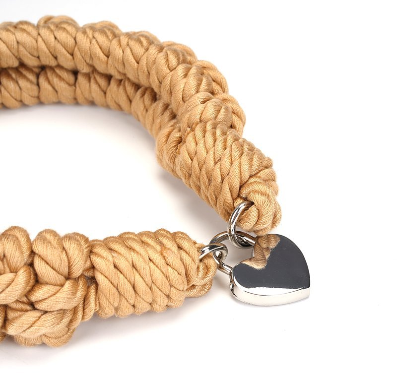 Handmade Shibari look Collar with silver heart shape lock &a... Liebe Seele - Shibari Rope Collar Lockable photo-2