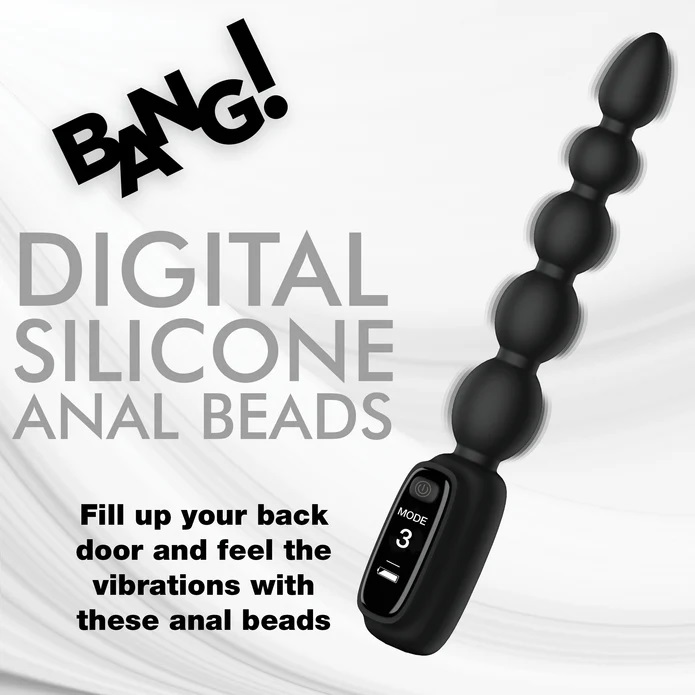 Buzz your bum with these graduated, silicone anal beads! Sta... Bang! - Digital Vibro Beads - Black photo-4