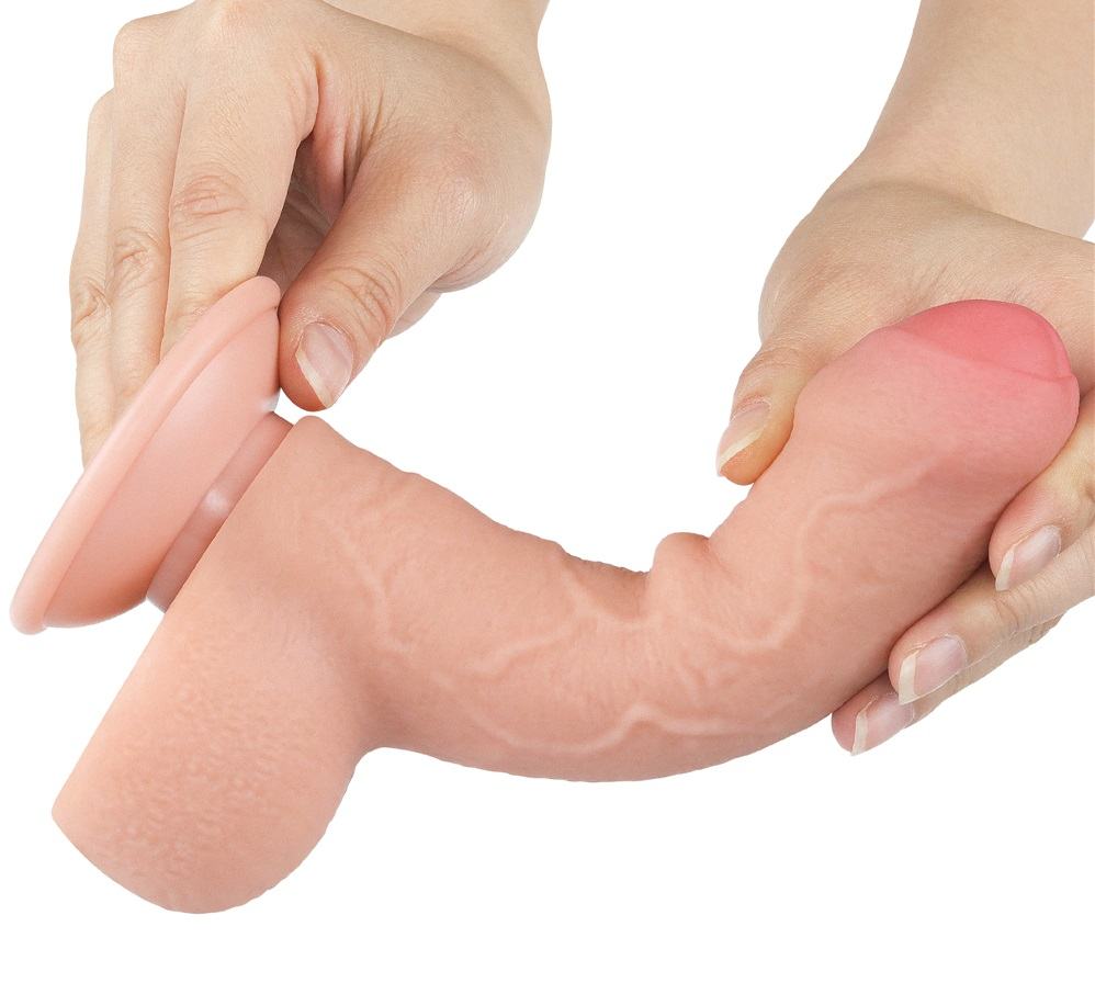 Made of realistic dual-layer sliding-skin material for Iifel... Lovetoy - 7" Sliding Skin Dildo - Flesh photo-4