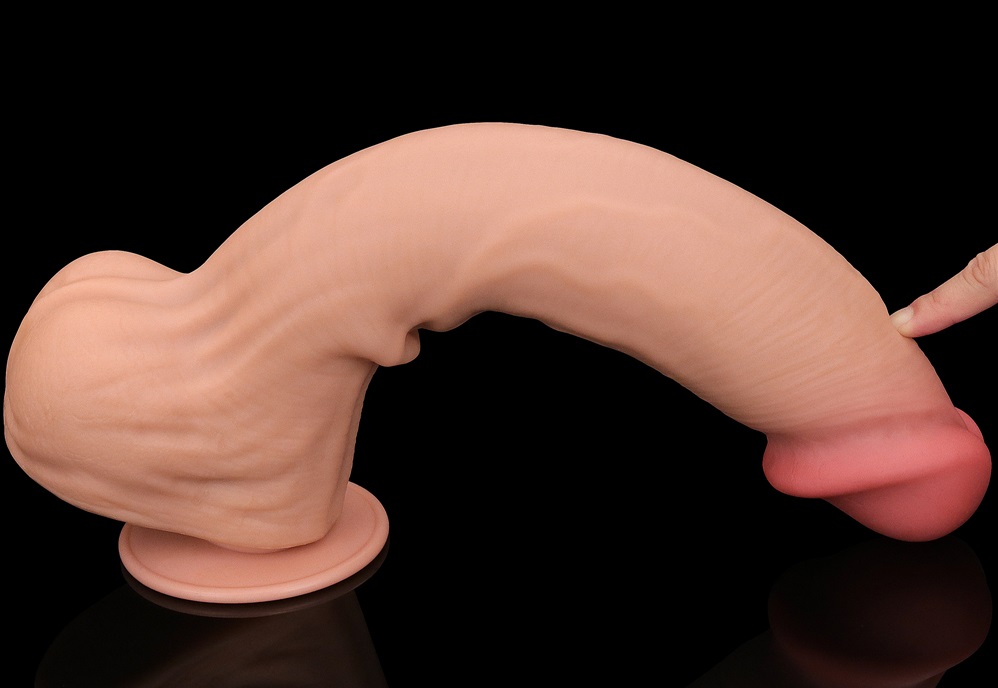 Made of realistic dual-layer sliding-skin material for Iifel... Lovetoy - 14" Sliding Skin Dildo - Flesh photo-8