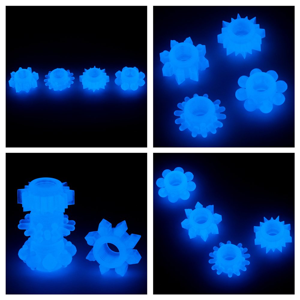 Illuminate your darkest pleasures with Lumino play penis rin... Lovetoy - Lumino Play Ring Set 4 pcs - Blue photo-17