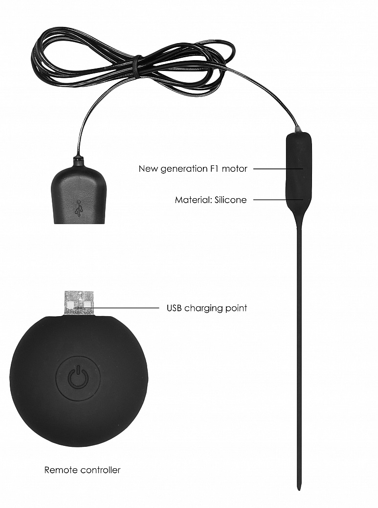 OUCH! Introduces a new line of toys for urethral explorers! ... Ouch - Vibro Urethral Plug w Remote - Black photo-5