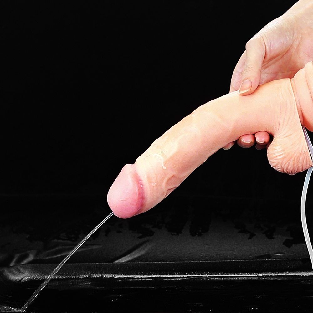 Enjoy lots of horny, squirting fun with this soft, realistic... Lovetoy - Soft Ejaculation Cock With Ball 9" - Flesh photo-4
