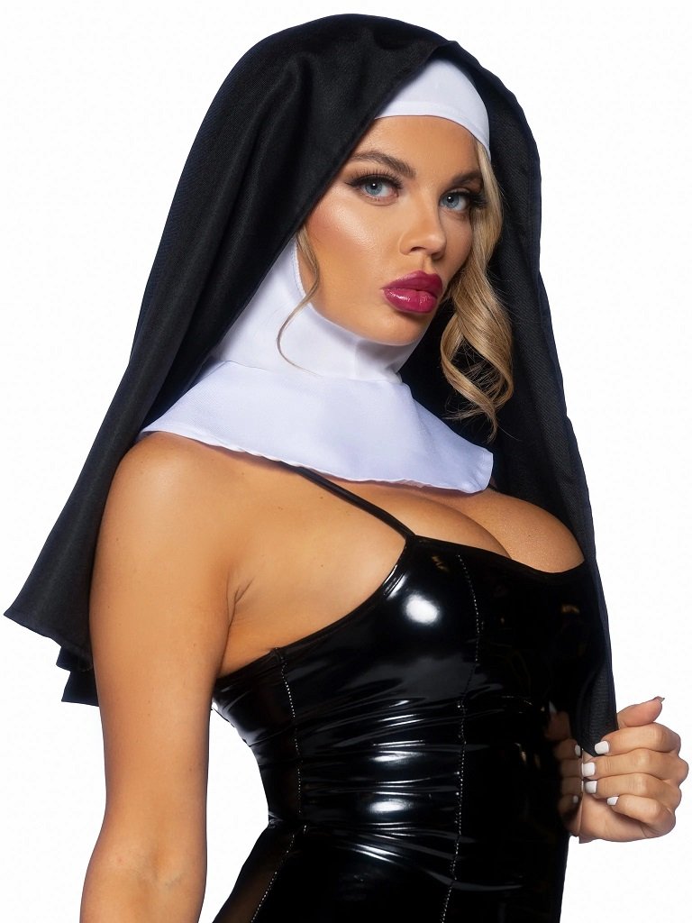 Bless all the Halloween heathens with this sinfully hot Clas... Leg Avenue - Collared Nun Habit - Black photo-3