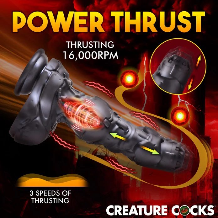 Enter a realm of futuristic pleasure with the Fantasy Dildo,... Creature Cocks - Cyborg Thrusting Vibro Dildo - Silver photo-2