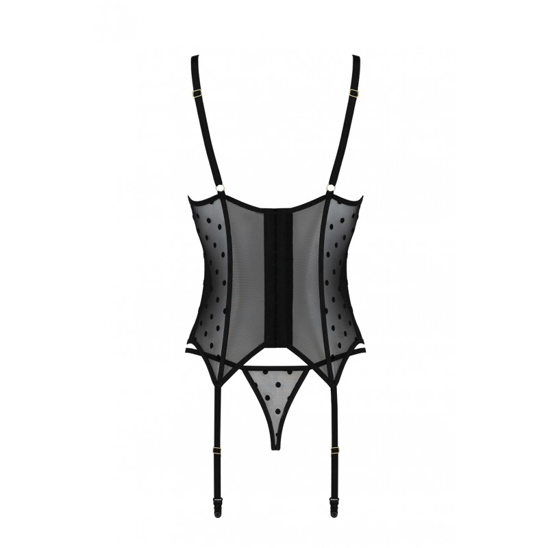The very spectacular Martina corset is a combination of tran... Passion - Marina Corset - Black - L/XL photo-4