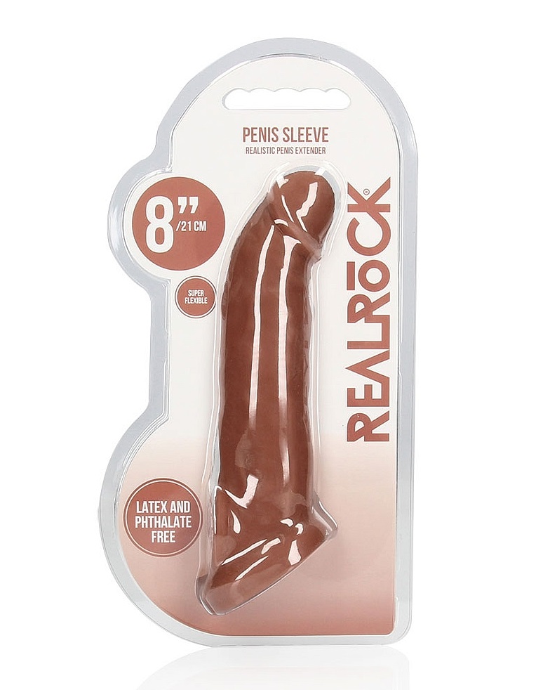 Be the bigger, better deal. The super-lifelike shapes, textu... RealRock - Penis Sleeve 8" - Brown photo-10