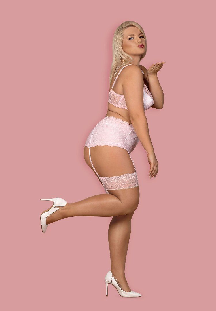 Are you a big fan of sexy lace and subtle colours? Do you fe... Obsessive - Girlly 3-pcs Set - Pink - XXL photo-4