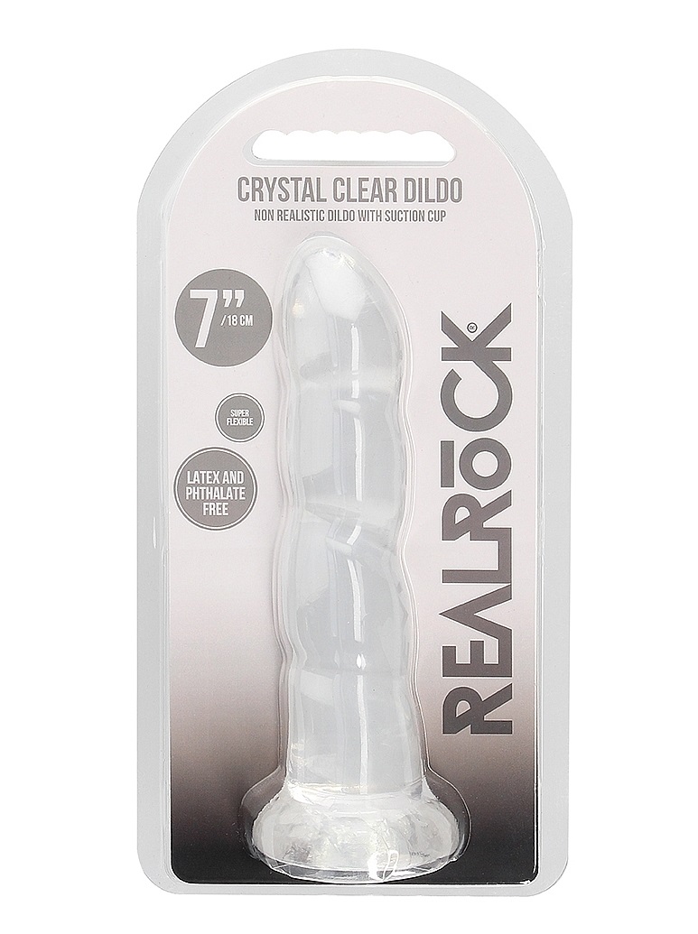 Ready for a CRYSTAL CLEAR orgasm? Reach your finest climax i... RealRock - 7" Wave Non-Realistic Dildo - Clear photo-5