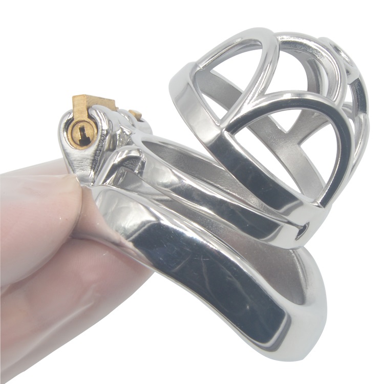 Total high: 56mm &n... FAAK - Chastity Cage 07 w Curved Ring 45mm - Silver photo-2