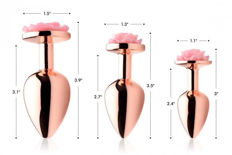 Enjoy this gorgeous rose-gold anal plug topped with a delica... Booty Sparks - Gold Anal Plug M - Pink photo-7