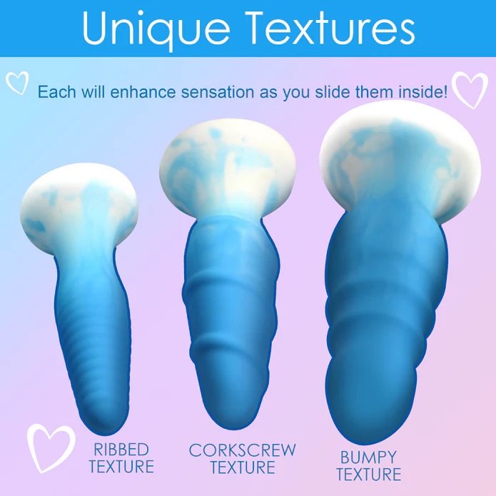 This set of three plugs gives you the best in variety of siz... Simply Sweet - Butt Plug Set 3 pcs - Blue photo-2