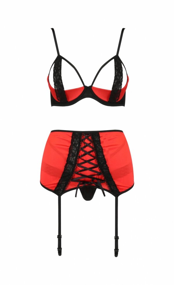 Classic elegance with the openness of modern design. Unusual... Passion - Femmina Lingerie Set - Red - S/M photo-5
