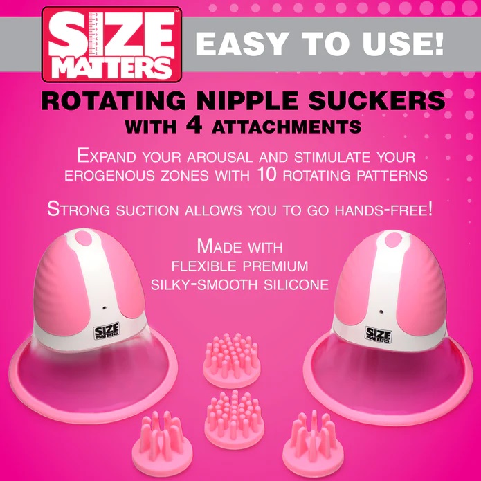 For those who want to expand the potential for arousal from ... Size Matters - 10X Rotating Nipple Suckers - Pink photo-4