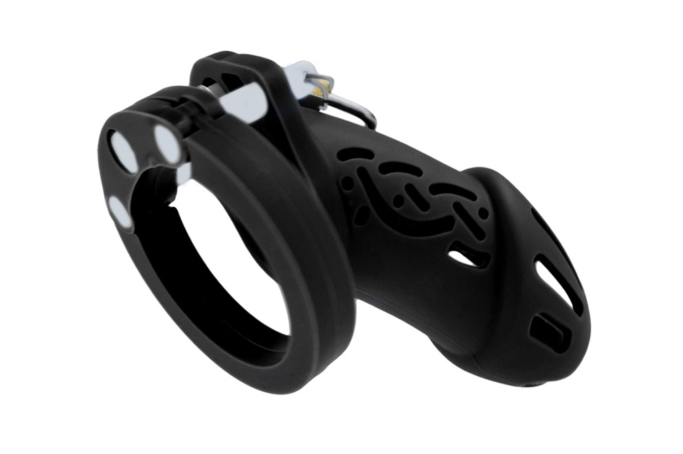 Cage high: 70mm &nb... FAAK - Silicone Chastity Cage 113 - Black photo-4