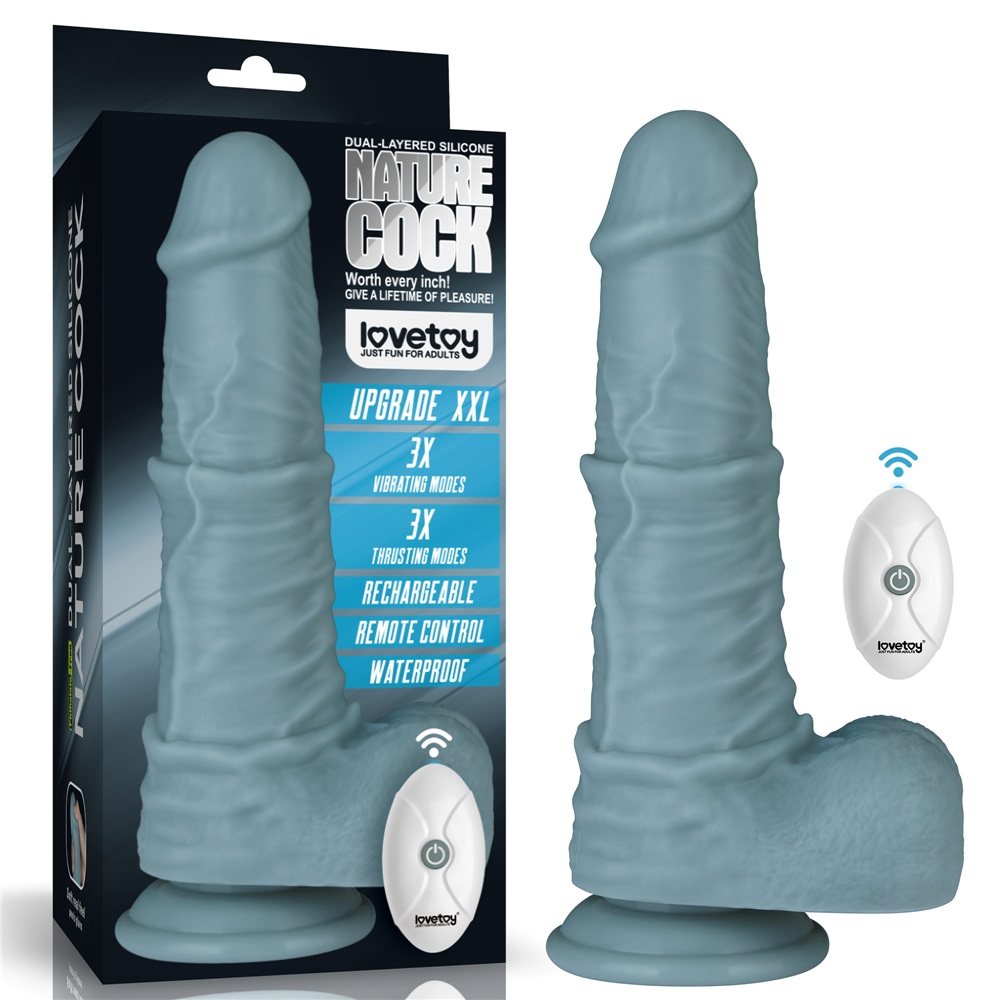 Incredibly lifelike with a dual-layered shaft and realistic ... Lovetoy - 11" Thrusting Vibro Dildo - Blue photo-15