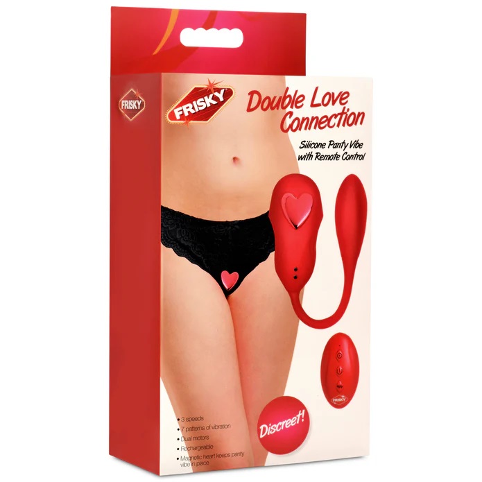 Get Frisky with this discreet, powerful, Double Love Connect... Frisky - Double Love Connection Panty Vibe - Red photo-9
