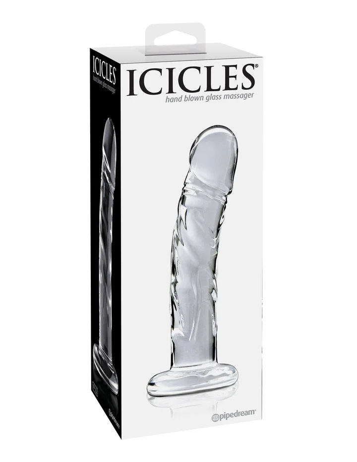 This luxurious glass massager No.62 features a tapered tip t... Icicles - Dildo No.62 - Clear photo-6