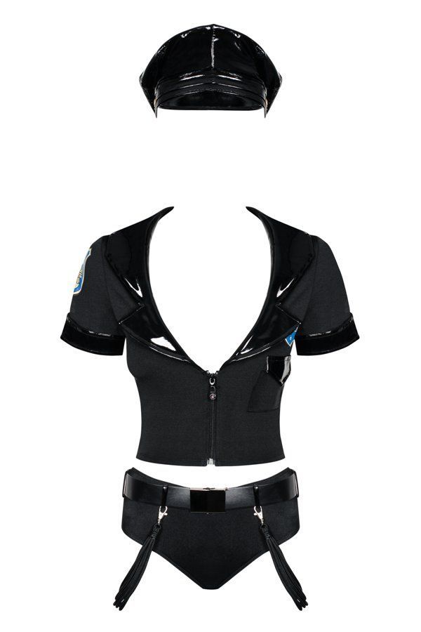 A 5 pcs policewoman set. A zip fastened top has collar, cuff... Obsessive - Police 5 pcs Costume - Black - S/M photo-4
