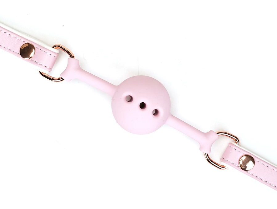 A delicate collection designed with a bright snow-white base... Liebe Seele - Fairy Goat Leather Ball Gag - Pink photo-2