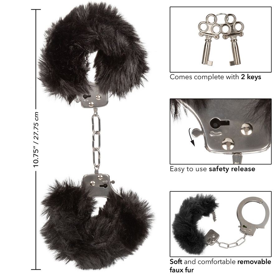 Let your lover take the lead and indulge in sensationally en... CEN - Ultra Fluffy Furry Cuffs - Black photo-5