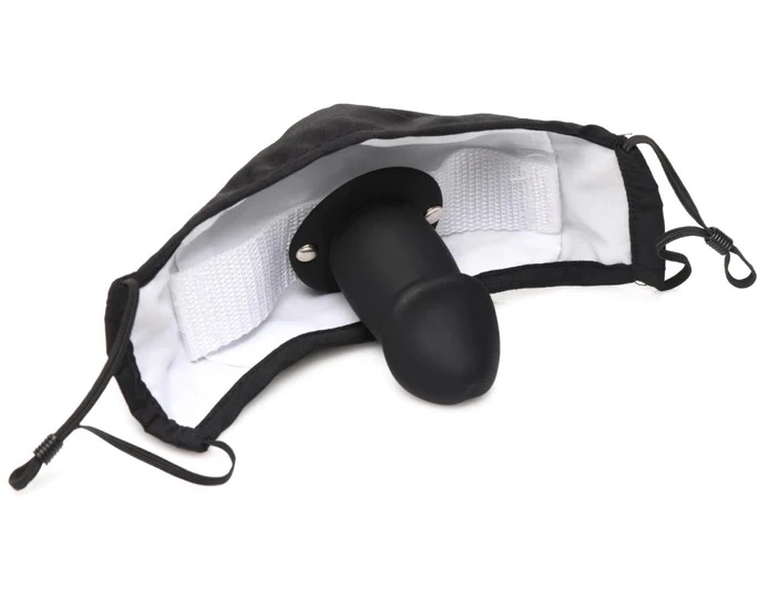Train your partner to keep a dong in their mouth and secretl... Master Series - Dildo Face Mask - Black photo-5
