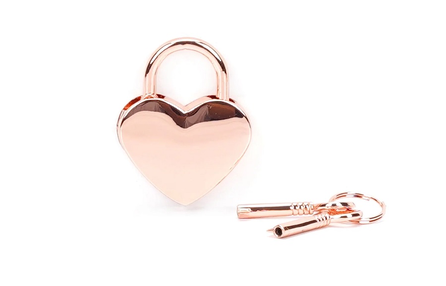 Beautiful and functional souvenir for SM games, tool, gems, ... Liebe Seele - Heart Padlock 2pcs Set - Rose Gold photo-2